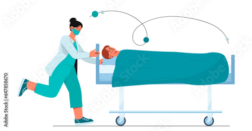 Patient on stretcher vector concept