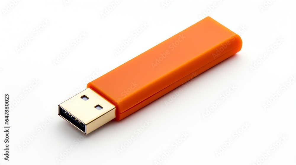 an orange usb flash drive