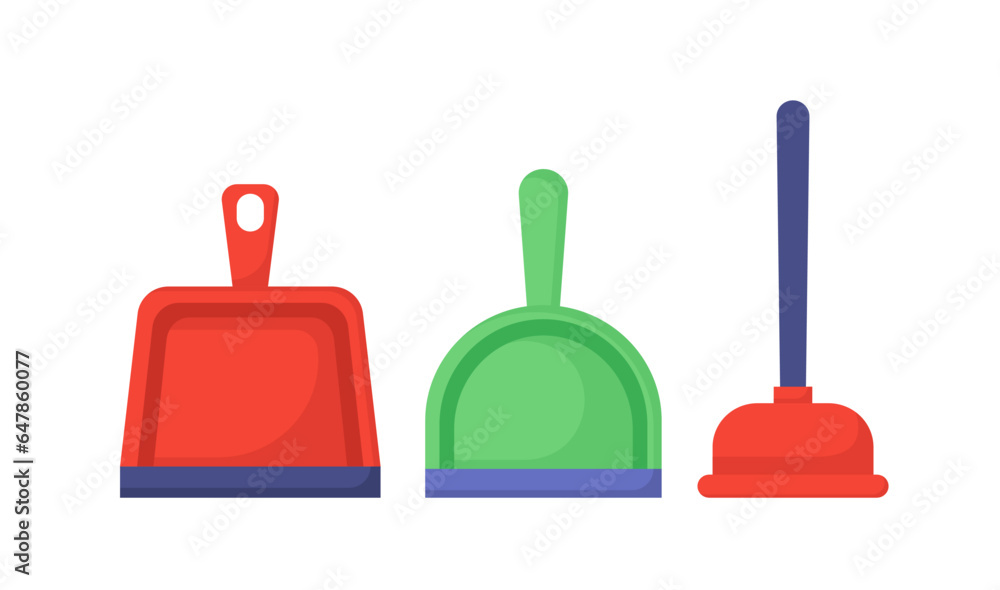 Set of scoop for cleaning vector concept Set of scoop for cleaning vector concept