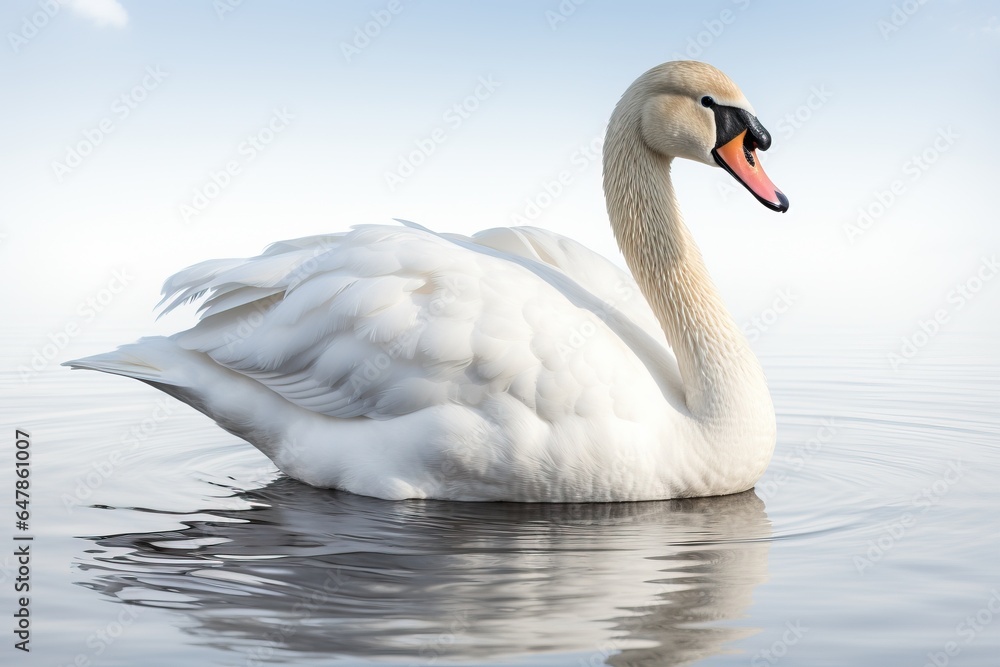 Beautiful white swan on white background Beautiful white swan on white background