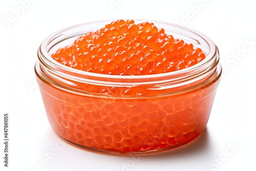 Fresh red caviar isolated on white background