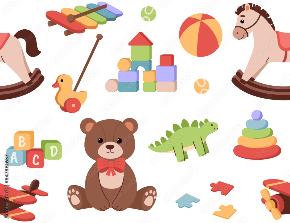 Seamless pattern with toys vector concept Seamless pattern with toys vector concept