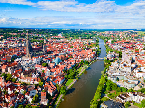 Ulm Minster aerial panoramic view, Germany