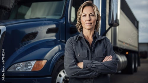 Portrait of a middle-aged female truck driver © Krtola 