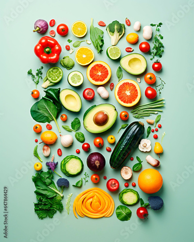 World Vegan Day poster and wallpaper with colorful fruits and vegetables