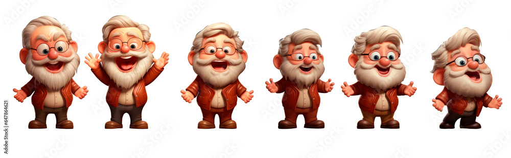 3d illustration of Santa Claus on a transparent background.Set of 3d Santa characters. 3d illustration of Santa Claus on a transparent background.Set of 3d Santa characters.