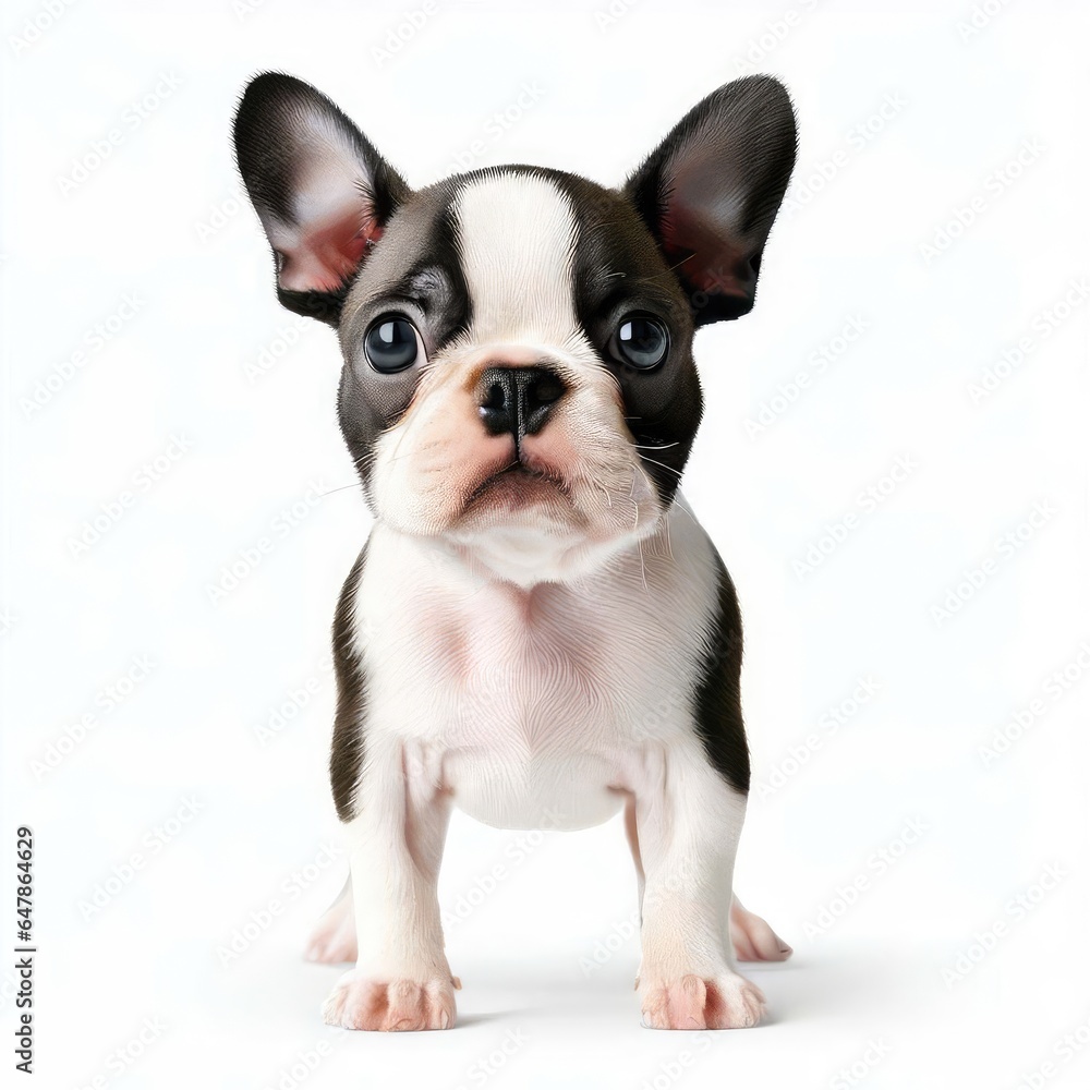 Boston Terrier's Joyful Puppy Play, Generative AI Boston Terrier's Joyful Puppy Play, Generative AI