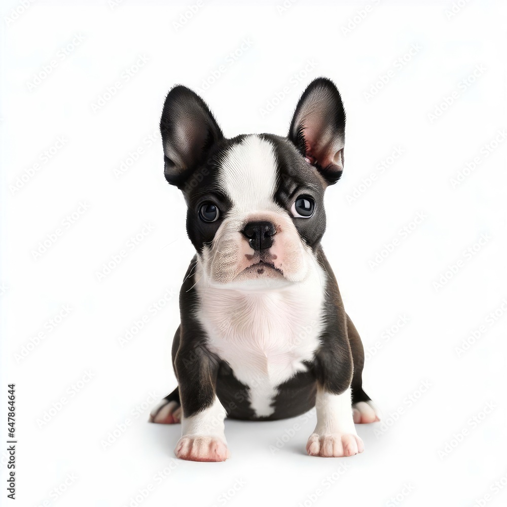 Baby Boston Terrier's Whimsical Beauty, Generative AI