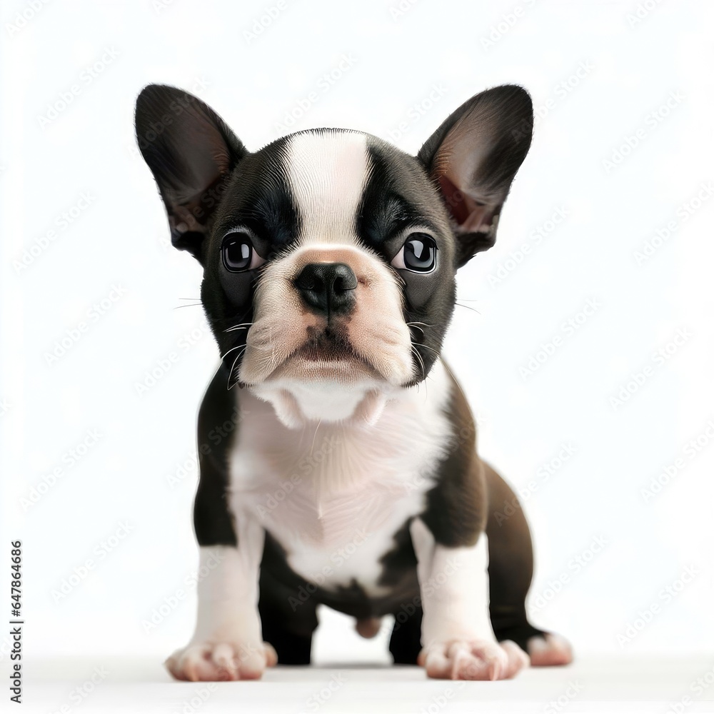 Baby Boston Terrier's Tender Charm, Generative AI Baby Boston Terrier's Tender Charm, Generative AI