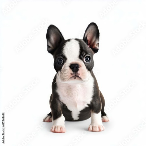 Baby Boston Terrier's Whimsical Beauty, Generative AI