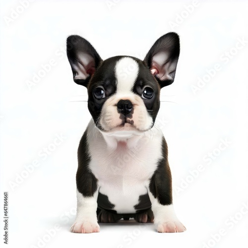 Boston Terrier Puppy's Bright Eyes, Generative AI © faical