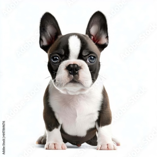 Baby Boston Terrier's Loving Gaze, Generative AI