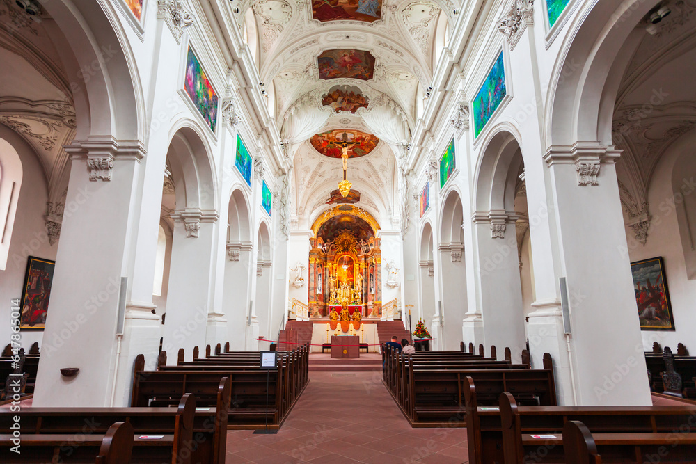 Fototapeta premium Neumunster Collegiate Church interior, Wurzburg