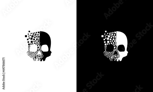 skull design logo inspiration and technology digital logo. Skull vector logo template