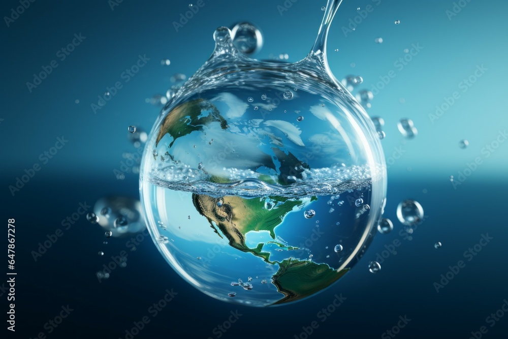 The purest drinking water in the water saving concept. Background with selective focus and copy space The purest drinking water in the water saving concept. Background with selective focus and copy space