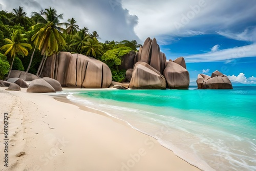 beach with palm trees