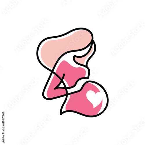 pregnancy love heart logo pregnant woman maternal vector illustration