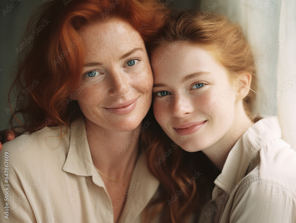Portrait of beautiful smiling mother and daughter Portrait of beautiful smiling mother and daughter