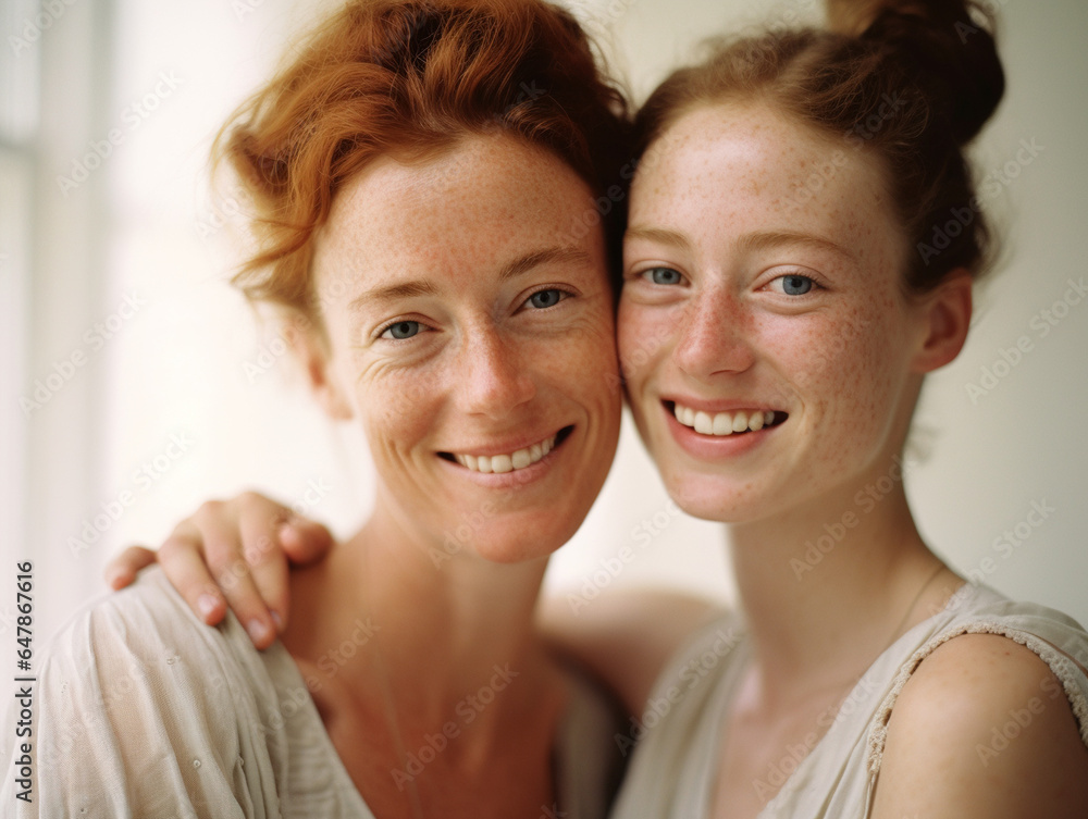 Portrait of beautiful smiling mother and daughter Portrait of beautiful smiling mother and daughter