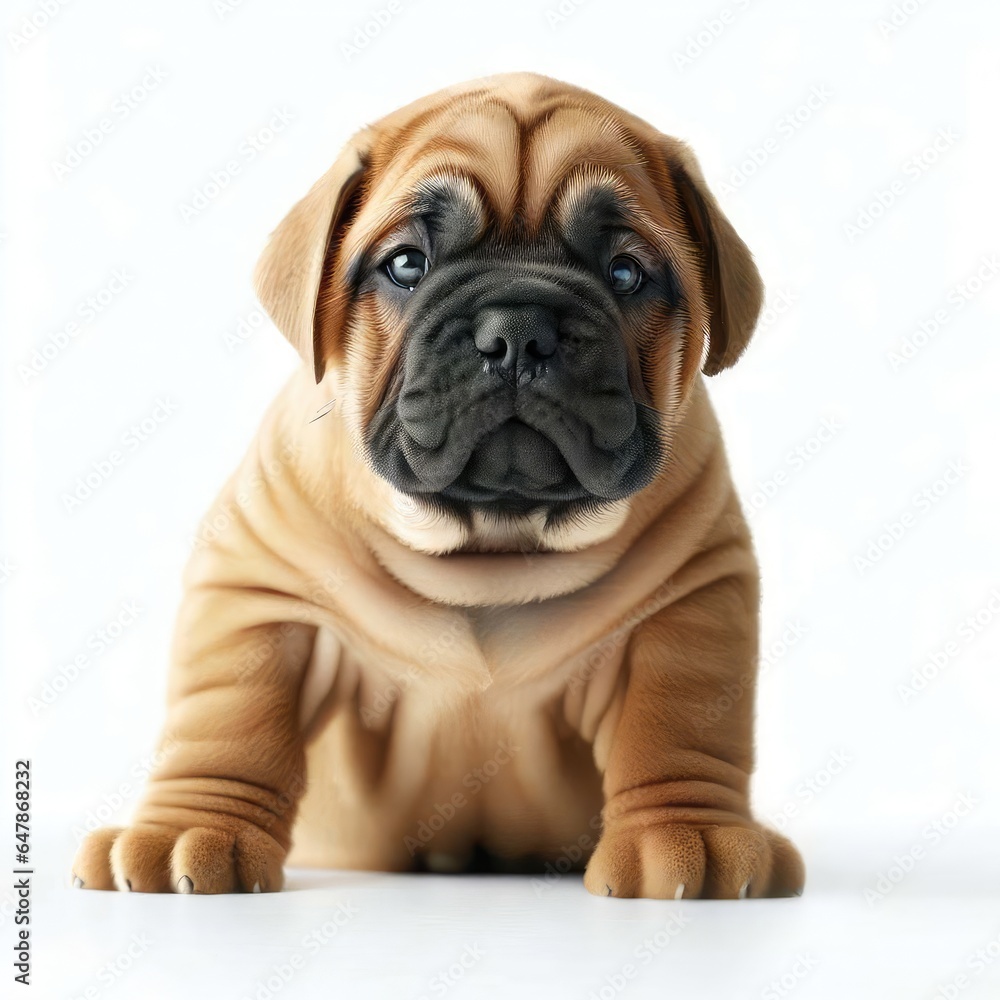 Playful Bullmastiff Puppy Joy, Generative AI