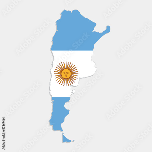 argentina map with flag on gray background