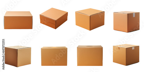 Png Set Cardboard box or brown paper box on a transparent background © 2rogan