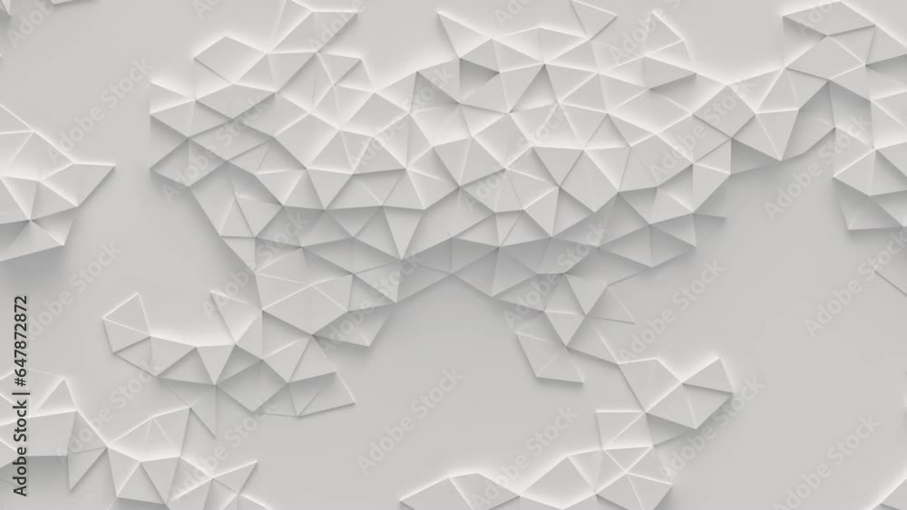 Abstract motion background from random moving triangles, seamless loop animation