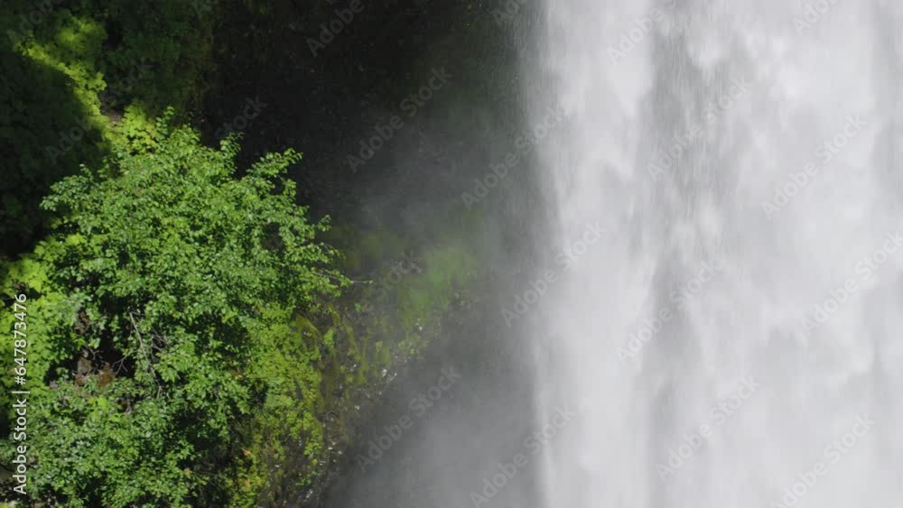 Panning Waterfall Mist Slow Motion Close Up Panning Waterfall Mist Slow Motion Close Up
