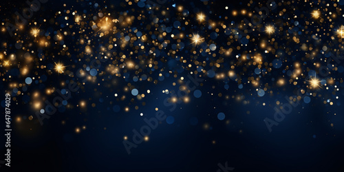 Abstract night sky with glittering stars and bokeh blurred light sparkles on background. Christmas dreamy background. Generative Ai © trompinex