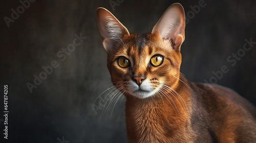 Curious Abyssinian Cat with Large Ears and a Sleek Coat, Exploring the World with Inquisitive Eyes © Irfanan