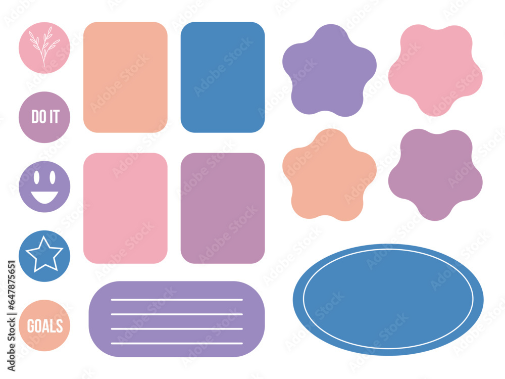Cartoon task planners, cute paper stickers, banners, to-do lists or notepads. Empty schedule. Bookmarks. Colorful note paper for kids, school or office. Vector illustration Cartoon task planners, cute paper stickers, banners, to-do lists or notepads. Empty schedule. Bookmarks. Colorful note paper for kids, school or office. Vector illustration