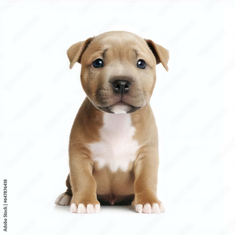 Tiny Staffordshire Bull Terrier's Innocent Eyes, Generative AI