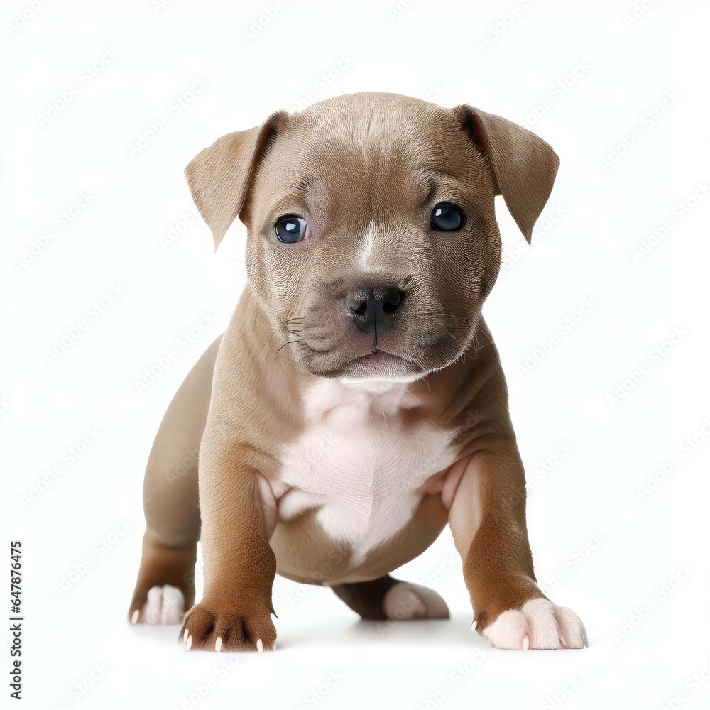 Staffordshire Bull Terrier Pup's Endearing Look, Generative AI