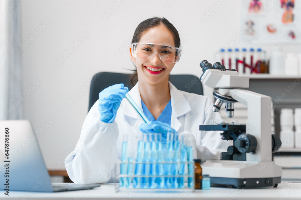 Young scientists pioneering medical discoveries in lab, with one scientist employing microscope for invaluable insights, blood lab test, virus vaccine invent, asian indian people Young scientists pioneering medical discoveries in lab, with one scientist employing microscope for invaluable insights, blood lab test, virus vaccine invent, asian indian people