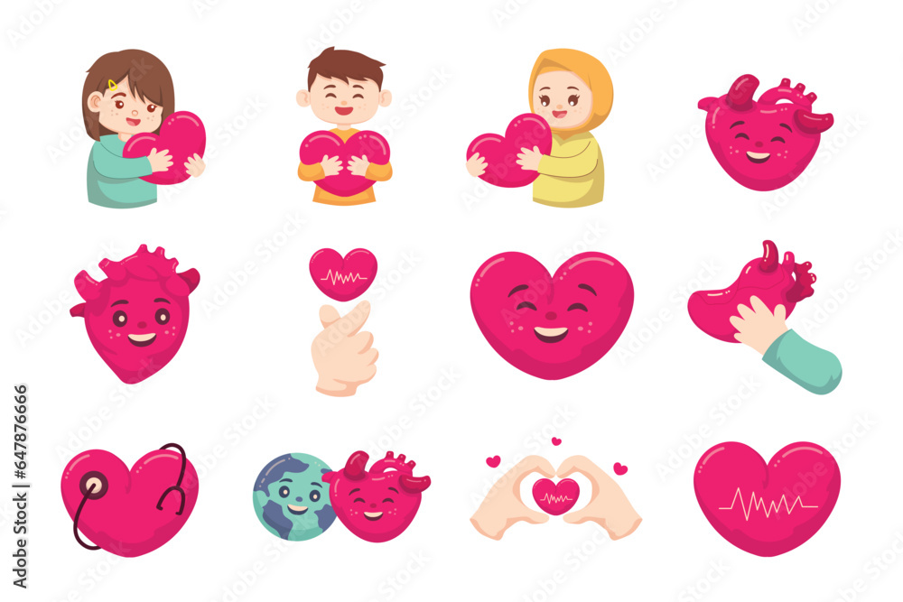 Fototapeta premium Illustration World Heart Day Collection