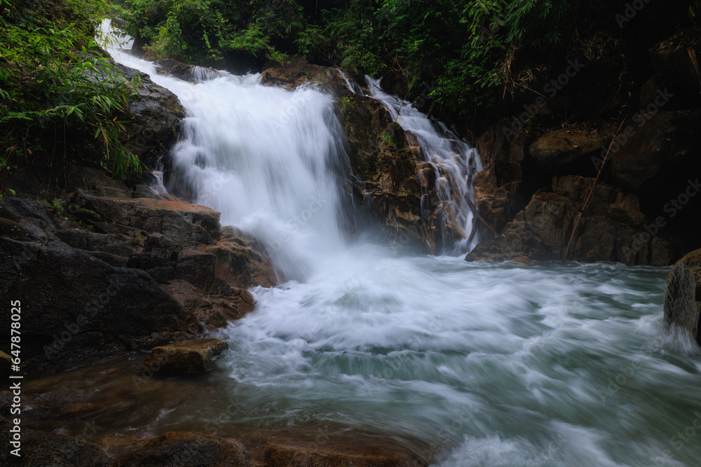 Krating waterfall in the rainy season and refreshing greenery forest in the national park of Khao Khitchakut Chanthaburi province Thailand, for background wallpaper, Krating waterfall in the rainy season and refreshing greenery forest in the national park of Khao Khitchakut Chanthaburi province Thailand, for background wallpaper,