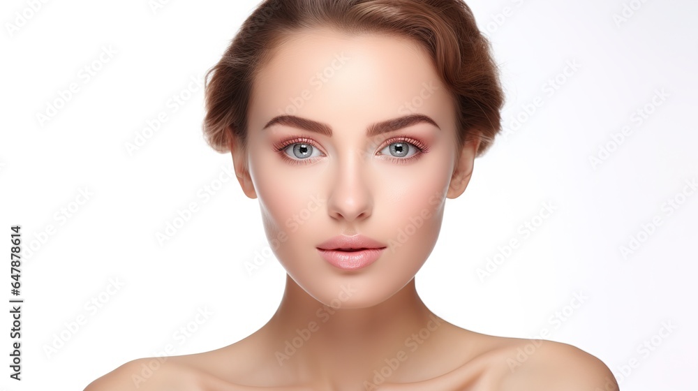 Beauty, skincare, and a woman's portrait for self-care, natural cosmetics, and shine. Springtime, spa, and facial treatment with a young model