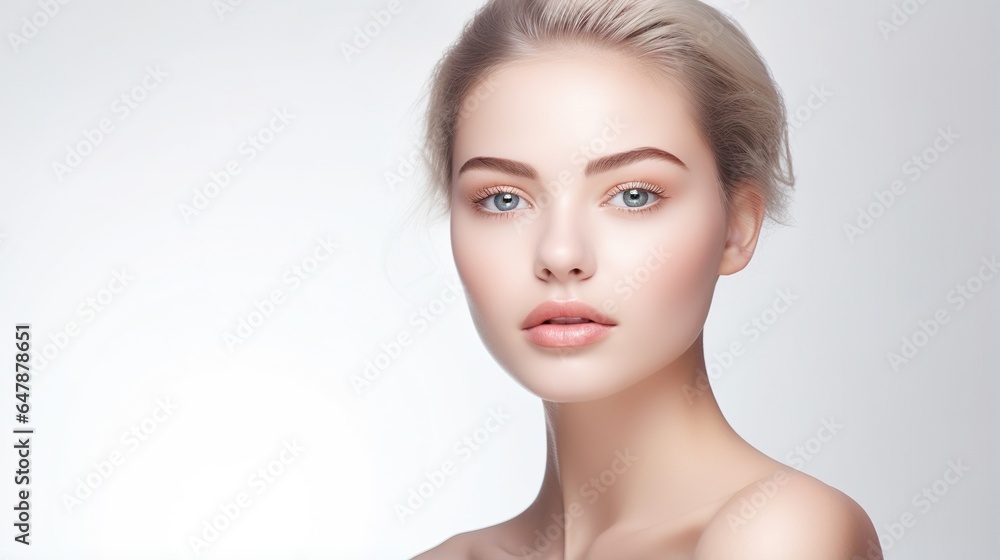 Beauty spa woman with perfect skin, Skincare, face beauty, a facial wellness on a white studio background. Beauty spa woman with perfect skin, Skincare, face beauty, a facial wellness on a white studio background.