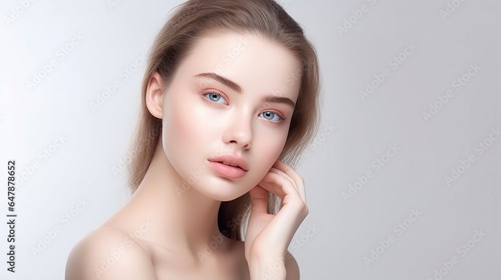 Beauty spa woman with perfect skin, Skincare, face beauty, a facial wellness on a white studio background. Beauty spa woman with perfect skin, Skincare, face beauty, a facial wellness on a white studio background.