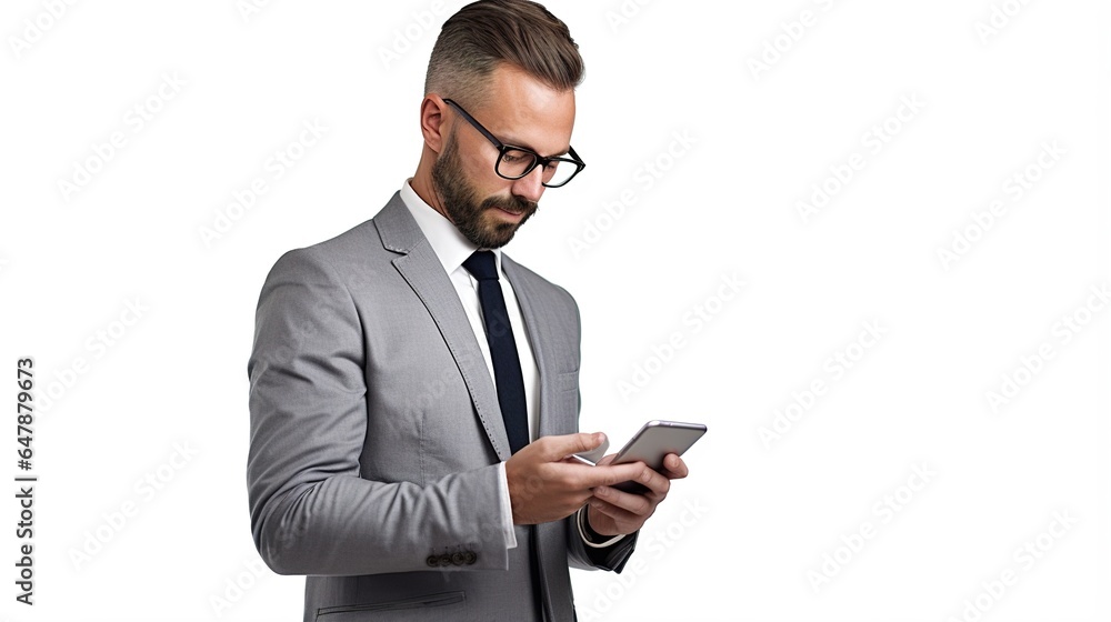 businessman talking on the phone isolated on white studio background businessman talking on the phone isolated on white studio background