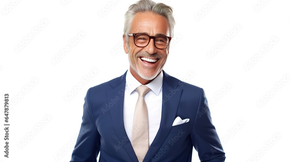 Mature businessman on white background. generative ai Mature businessman on white background. generative ai