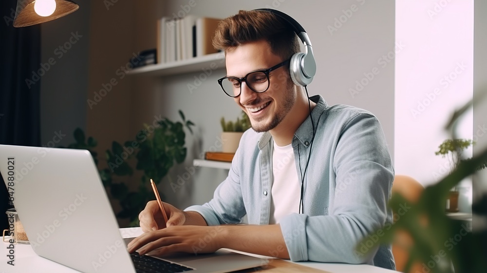 businessman working on laptop computer. generative ai businessman working on laptop computer. generative ai