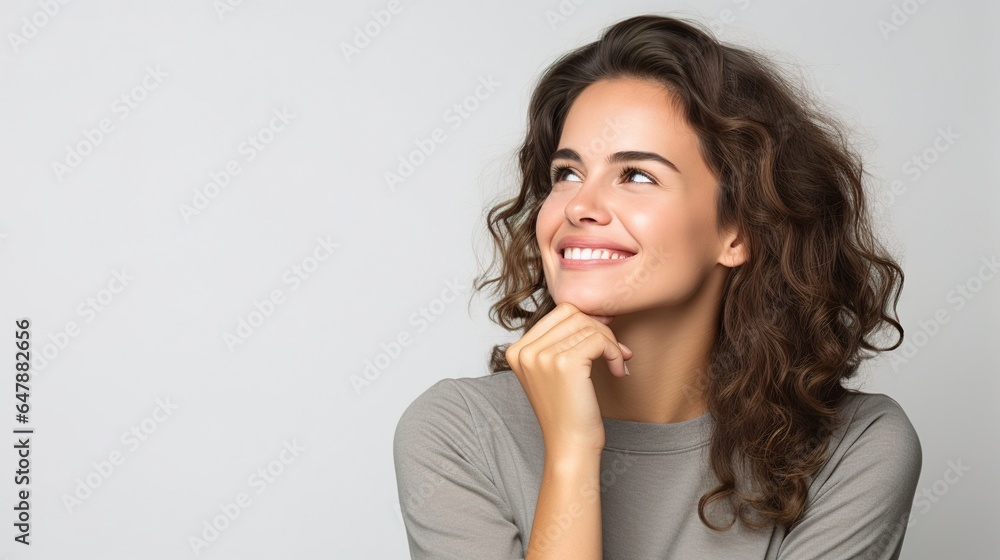 portrait of a woman thinking on white background. generative ai portrait of a woman thinking on white background. generative ai