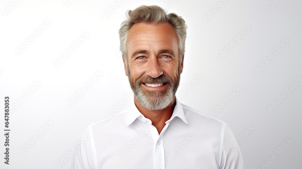 Obraz premium Portrait of a man with white shirt on studio background. generative ai
