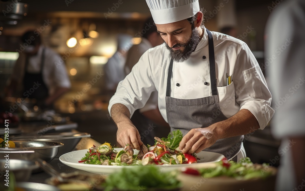 Chef cooking on the kitchen. Generative AI Chef cooking on the kitchen. Generative AI