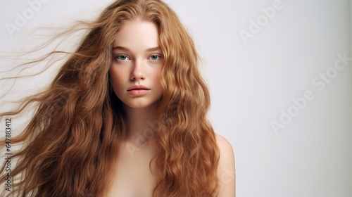 Natural makeup and style on a young woman. Promoting natural cosmetics. A beauty salon advertisement.Cosmetics for face and body skin care. generative ai