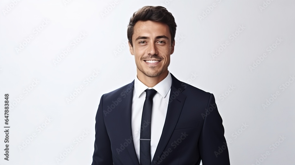 Portrait of a handsome businessman isolated on white background. generative ai Portrait of a handsome businessman isolated on white background. generative ai