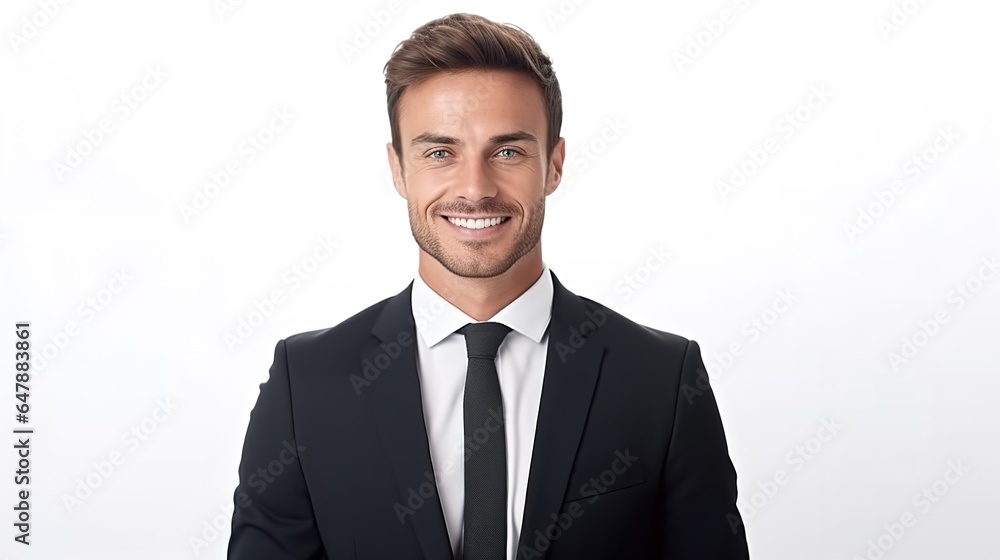 Portrait of a handsome businessman isolated on white background. generative ai Portrait of a handsome businessman isolated on white background. generative ai
