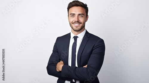 Portrait of a businessman on white background. generative ai