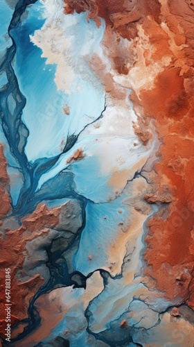 A close up of a painting of a river. Photorealistic AI.